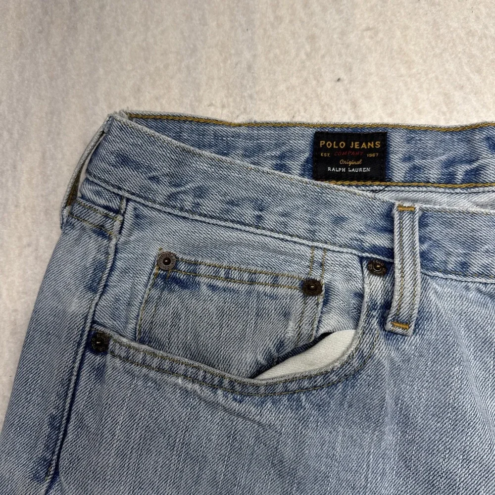 Polo Ralph Lauren Jeans Mens Straight Leg Light Wash Denim Jeans 34x32